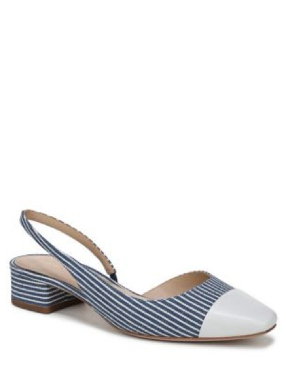 New Veronica Beard Cecile Slingback Pumps Blue White Stripe Low Heel Sz 8